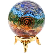 7 Chakra Orgone Crystal Sphere   2" Energy Ball for Meditation, Healing & Spiritual Decor