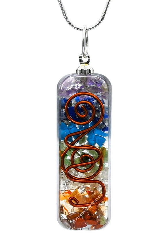 7 Chakra Orgone Pendant Crystal Necklace for Men Women