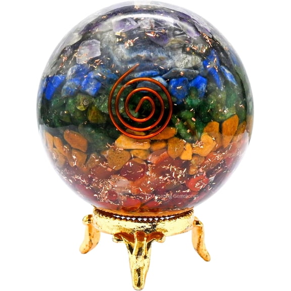 7 Chakra Orgonite Crystal Sphere  2.5"Inches