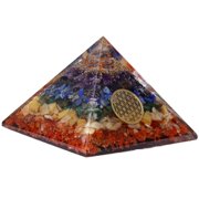 7 Chakra Orgonite Pyramid, Natural Crystal Energy Generator - Orgonite Pyramid | For Chakra Balancing, Reiki Healing, Vastu Correction & Feng Shui | Spiritual Home & Office D cor Gift