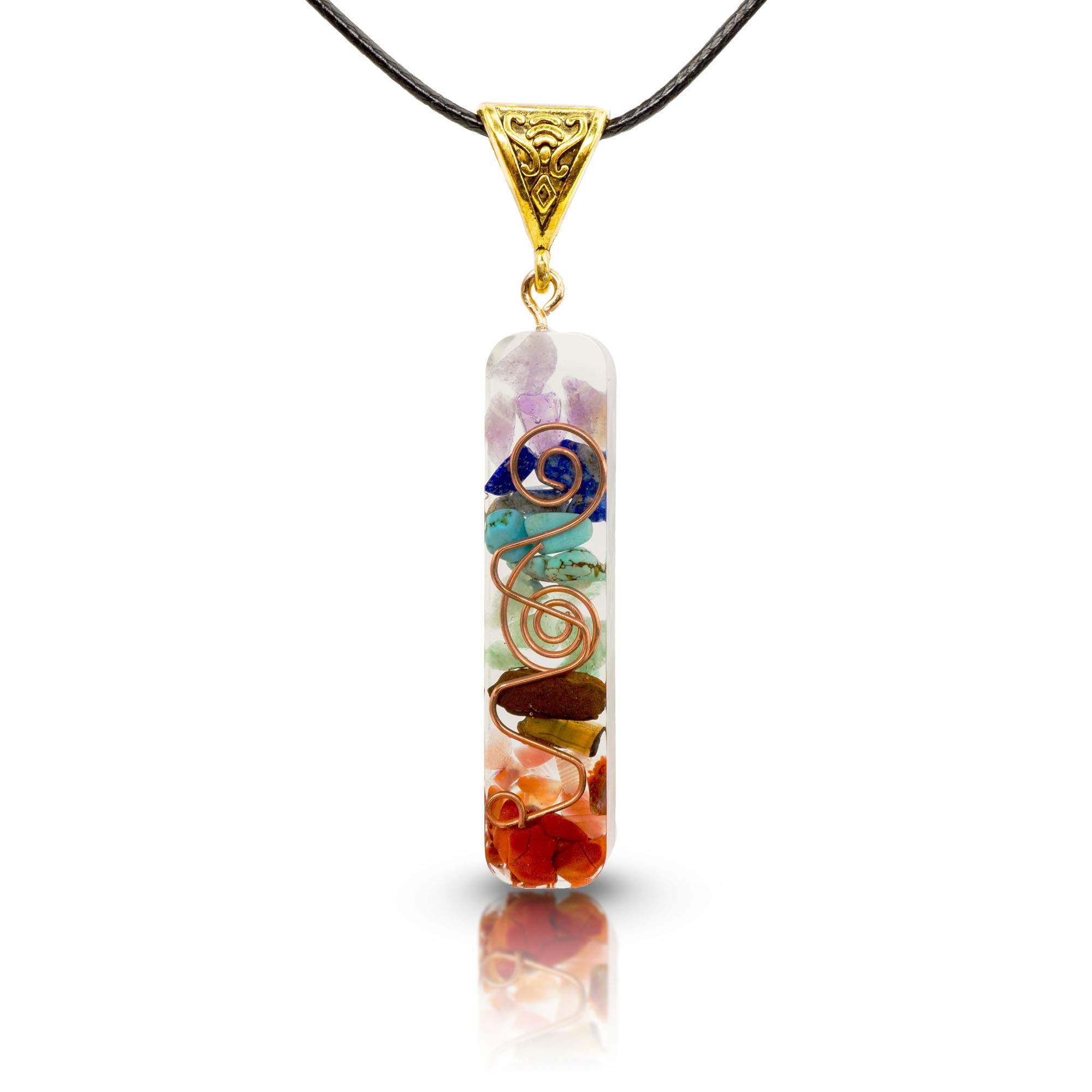 7 Chakra Pendant Necklace Natural Gemstone Healing Crystal Pendant With