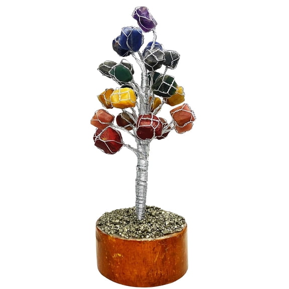 7 Chakra Pyrite Crystal Tree, Feng Shui Wealth & Energy Money Tree - 9 Inch | Magnet Bonsai Chakra Balancing Trees | Spiritual Healing Energy Dcor | For Home & Office Desk, Meaningful Gift