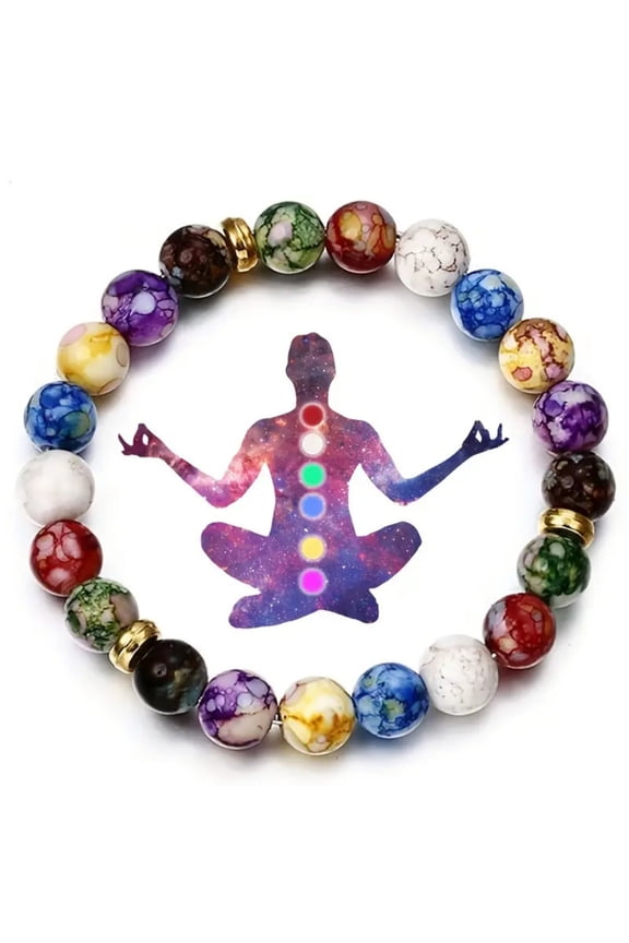 7 Chakra Reiki Bracelets for Women Rainbow Resin Beads Bracelet Natural Stone Yoga Beaded Chakras Bracelet Jewelry Gifts