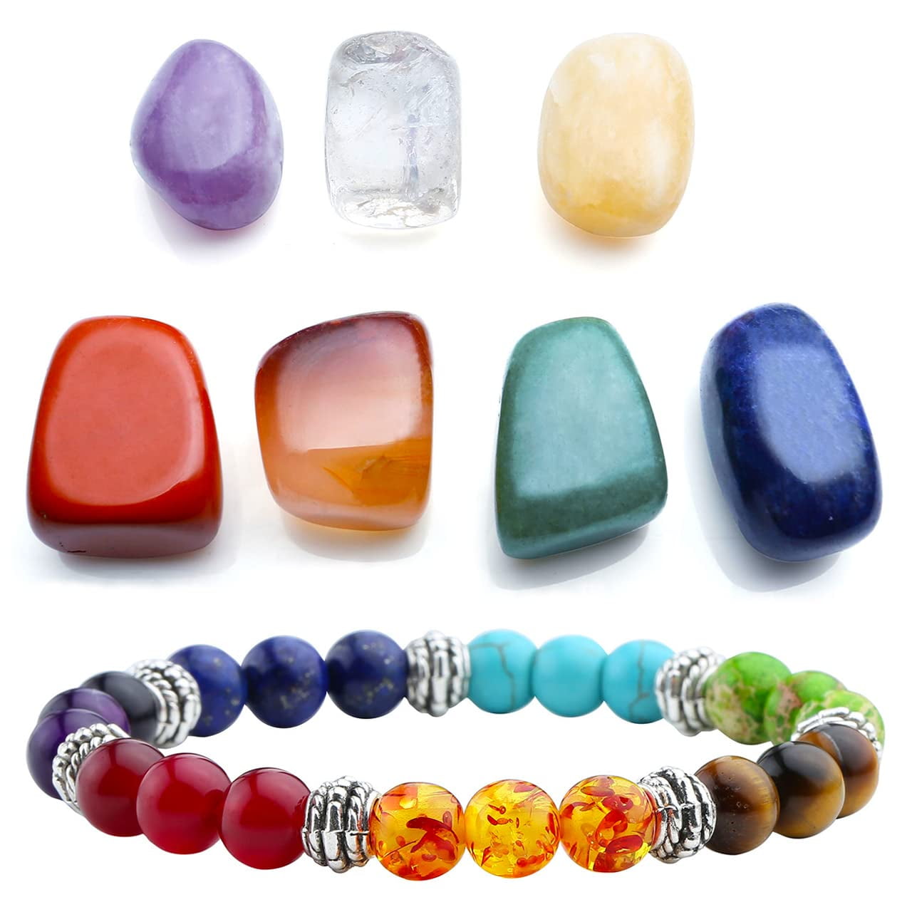 7 Chakra Healing Bracelet With Lava Rock & Crystals - Adjustable, Essential Oil Diffuser - View #2