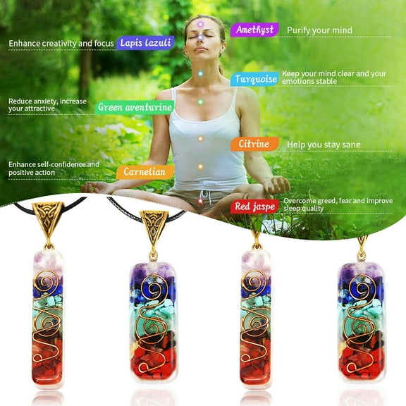 7 Chakra Reiki Healing Yoga Natural Stone Pendant Necklace Unisex Jewellery-Gift