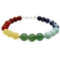 thumbnail image 1 of 7 Chakra Stone 8mm Round Shape Smooth Cut Beads 7 inch Silver Plated Clasp Bracelet for men, women, unisex. Link Chain Stacking Bracelet.|LINK_00023, 1 of 3