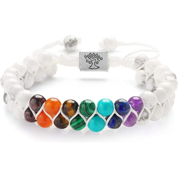 7 Chakra Stone Bead Yoga Meditation Bracelet Healing Crystal Double Layer Natural Gemstone Beaded Relax Anxiety Bracelets for Women Men