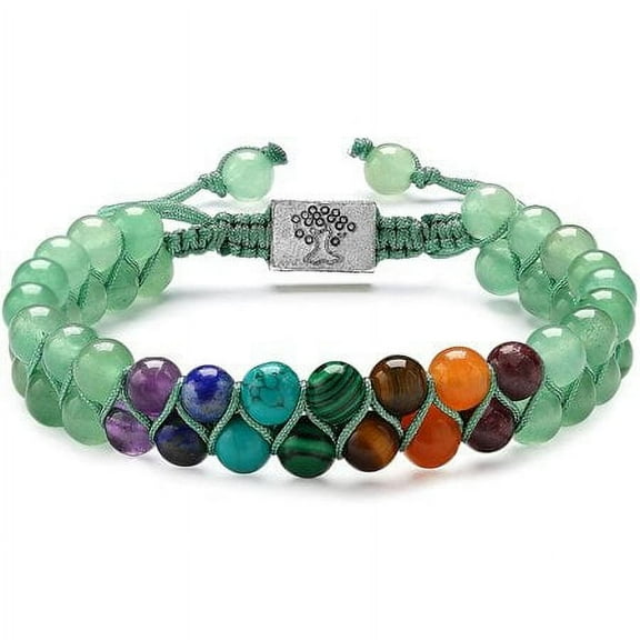 7 Chakra Stone Bead Yoga Meditation Bracelet Healing Crystal Double Layer Natural Gemstone Beaded Relax Anxiety Bracelets for Women Men