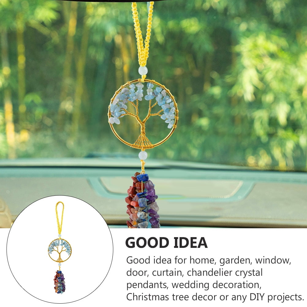 7 Chakra Stone Decor Crystal Tree Drop Pendant Hanging 7 Chakra Stone Ornament Window Decoration