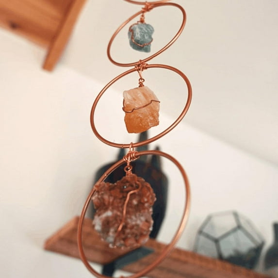 7 Chakra Stone Wind Chime, Healing Crystal Hanging Decoration for Indoor and Indoor