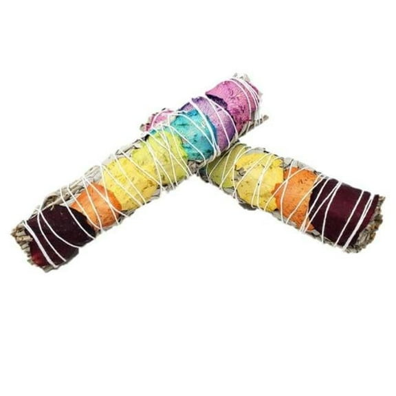 7-Chakra White Sage Smudging Herbs with 7 Color Rose Petals -1 Bundle
