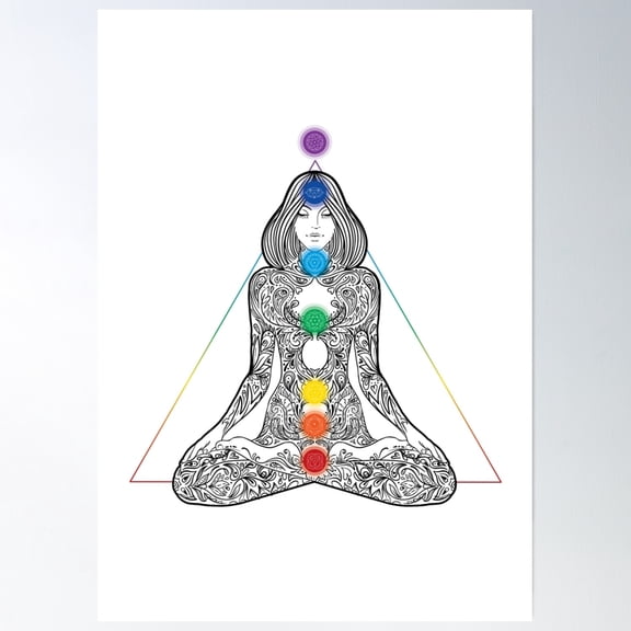 7 Chakras Mandala Meditation Art Board Print Poster Wall Art, Modern Wall Decor, 8x12 UNFRAMED
