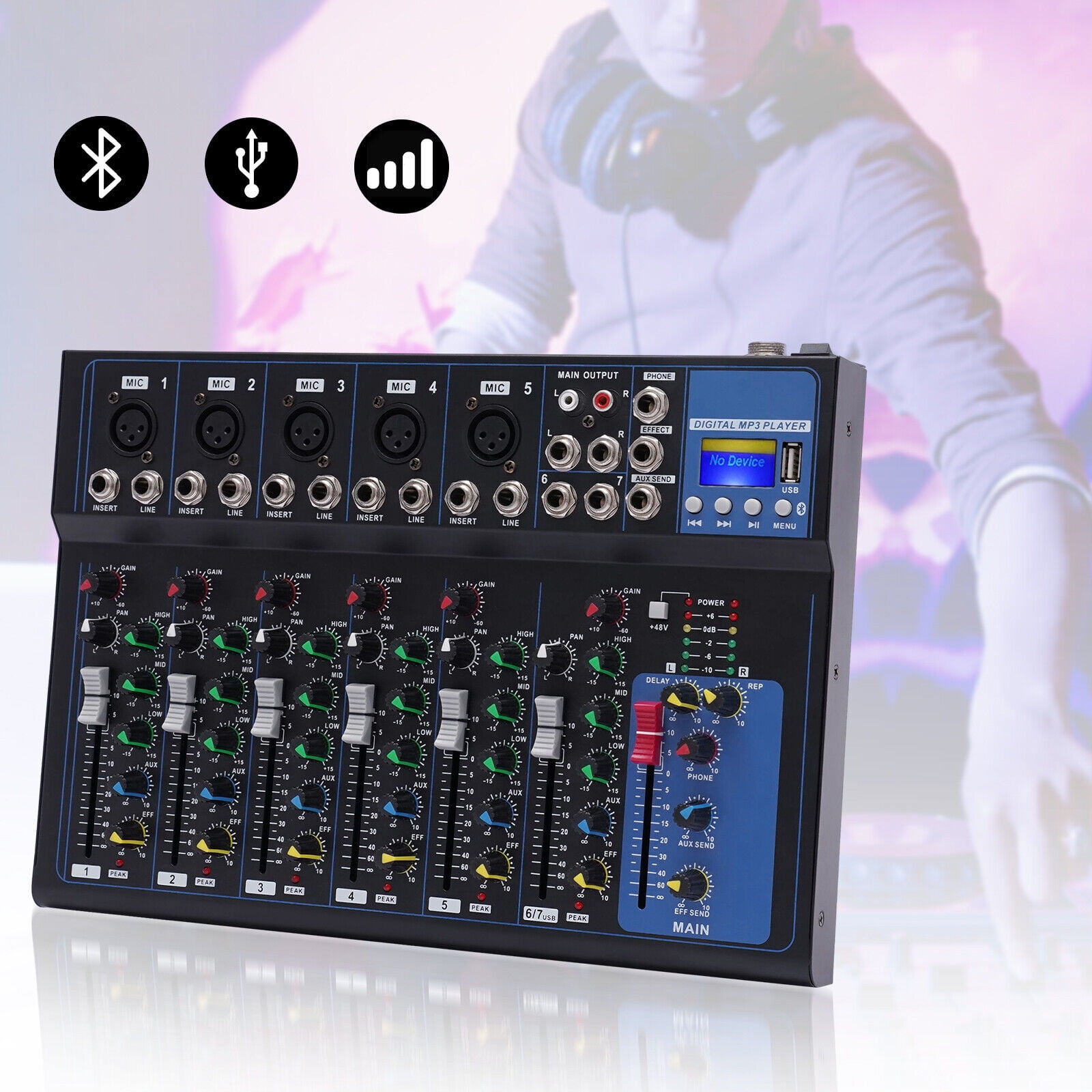 Professional Mixers deals 7 channels plus bluetooth usb