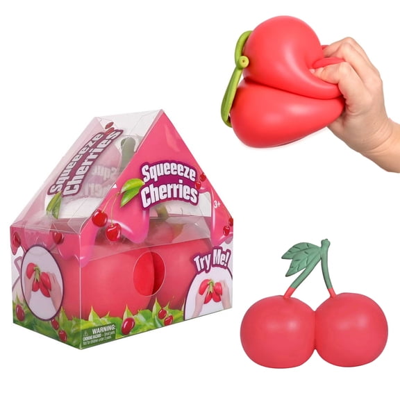 7" Cherry Slow Rising Squishy Stress Relief Toy, Cute Double Cherry Shape Squeeze Fidget Toy with Gift Box for Desk Decor & Holiday Gift