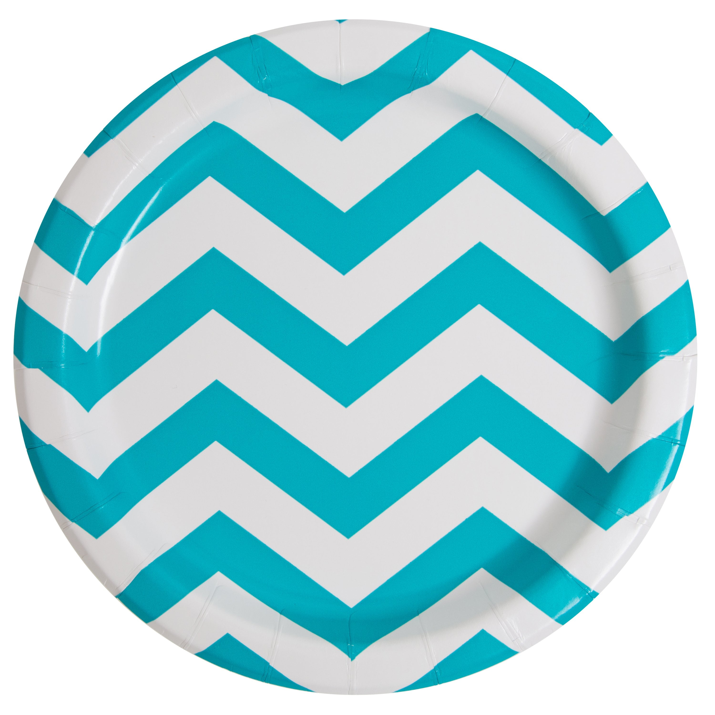 7" Chevron Paper Dessert Plates, Teal, 8ct