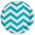 thumbnail image 1 of 7" Chevron Paper Dessert Plates, Teal, 8ct, 1 of 1