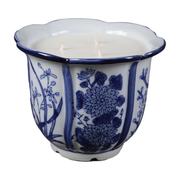 7" Chinoiserie Ceramic Candle (28.5oz) - Gardenia Blossom