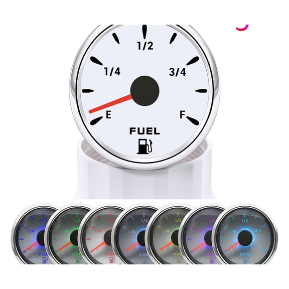 7 Color Backlight 52MM Fuel Level Gauge 0-190 Ohm Water Tank Gauge Meter Indicator 240-33 Ohm Oil Level Meter Auto Car Gauge
