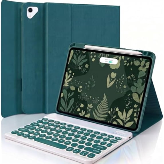 7 Color Backlit Detachable Bluetooth Keyboard Case for iPad mini 7 (A17 Pro) 2024 / iPad mini 6 8.3", Smart Folio Cover with Pencil Holder,DarkGreen