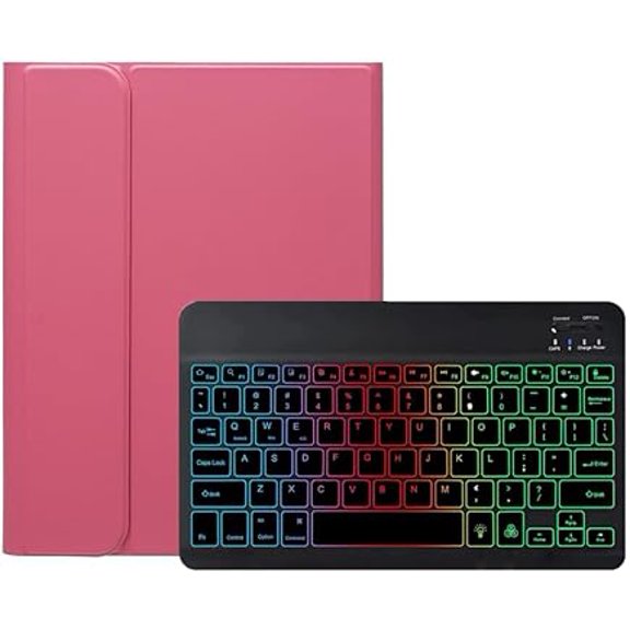 7-Color Backlit Keyboard Case Darkpink+Black, iPad Pro 11" M5/M4