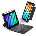thumbnail image 1 of 7 Color Backlit Wireless Keyboard with Built-in Trackpad, Detachable Magnetic Multi-Angle Tablet Cover for iPad mini 6th & 7th Generation，Black, 1 of 20