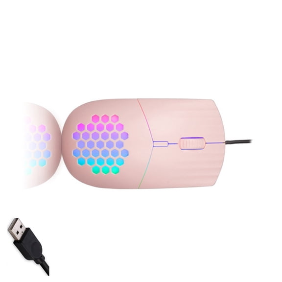 7 Color Color Corded Gaming Mouse 1600DPI Adjustment Honeycomb Fast Charging Battery For Desktop Laptop Use