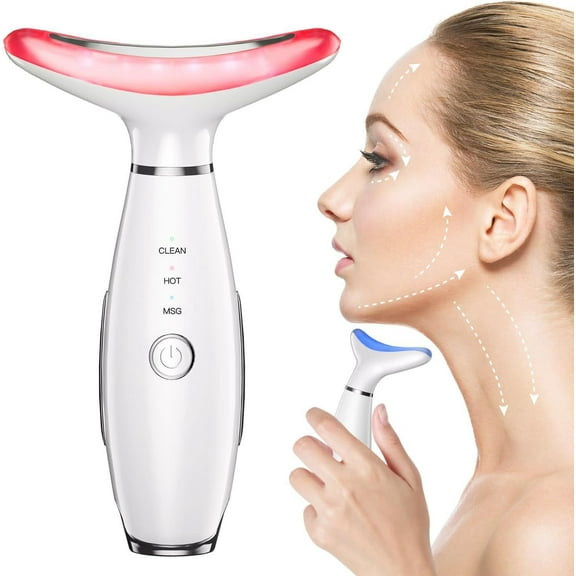 7-in-1 Massager, Portable Skin Care Massage Tool for Home Use, Micro-Glow Facial and Neck Massager for Skin Care (White)