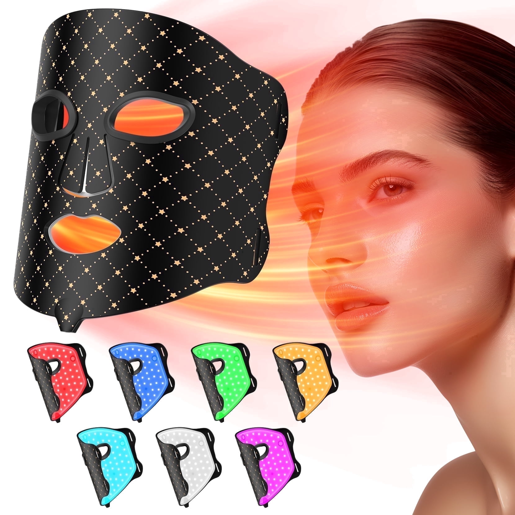 Red Light Therapy Mask for Face, Rechargeable LED Photon Face Mask for Face, Skin Tightening & Radiant Glow, Professional Home Skincare Device Black