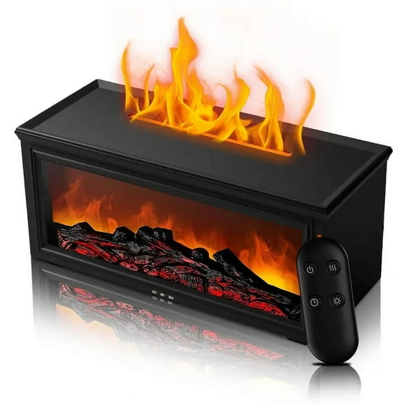 7-Color LED Flame Aroma Diffuser USB-C 9.47oz 4 Timers Remote Auto Shut-Off Humidifier for Home & Office