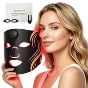 7 Color LED Flexible Silicone Facial Light Mask with Remote Controller, USB Rechargeable Bendable Beauty Device with Elastic Head Straps for Facial Care