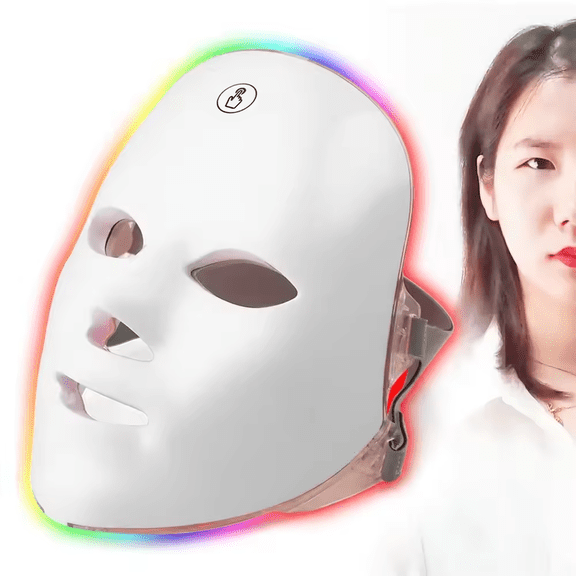 7-Color LED Light Therapy Face Mask, Portable Spectrometer Beauty Instrument, Home Use Photon Skin Rejuvenation Facial Care Device for Anti-Aging, Brightening & Hydrating