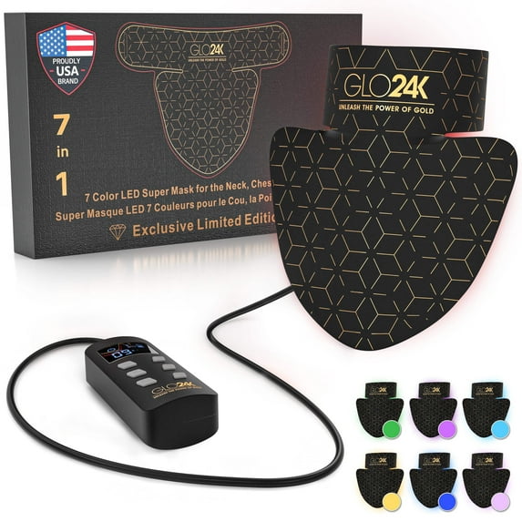 GLO24K 7 Color LED Super Mask for the Neck, Chest Décolleté