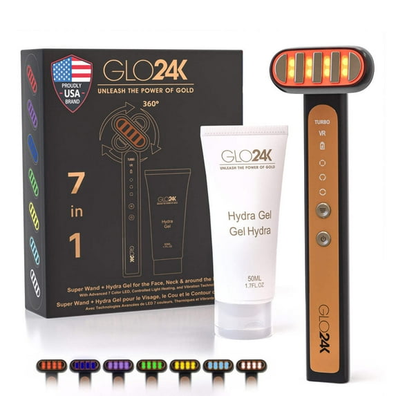 GLO24K 7 Color LED Super Wand + Hydra Gel