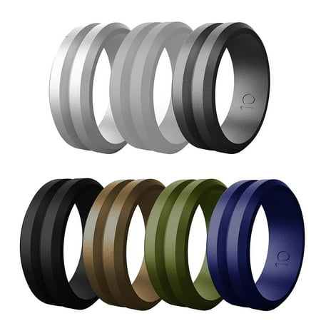 7-Color Set Men's Wedding Band Ring Woman Silicone Rubber Flexible Gym Temporary