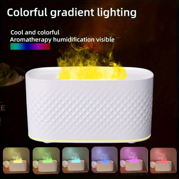 7-Color Simulated Flame Humidifier - USB Essential Oil Diffuser with Adjustable Lights, Quiet Aroma Lamp for Home Office Bedroom Decoration, Ideal Birthday Gift