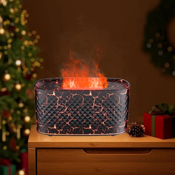 7-Color Simulated Flame Humidifier, Works as Aroma Diffuser for Essential Oils, Adjustable Light & USB Powered, Decorative Lamp for Bedroom, Home & Office, Ideal Birthday Gift