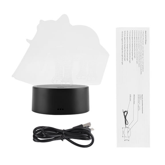 7 Color Touch Lamp, USB Powered, Black Base 3D Optical Illusion Elephant Night Light