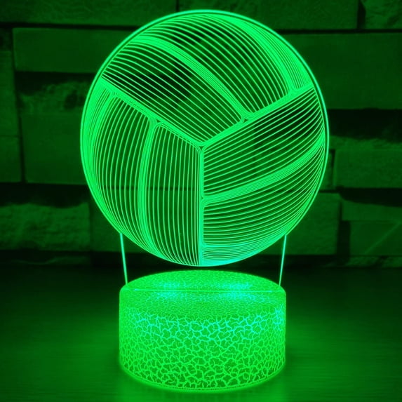 7 Colors 3D Illusion Light Lamp Auto Gradual Changing 3D Night Light | Home Room Decoration Table Lamp with Smart Touch & USB Cable | Christmas Birthday Gift for Adults Boys Girls (Volleyball Light)