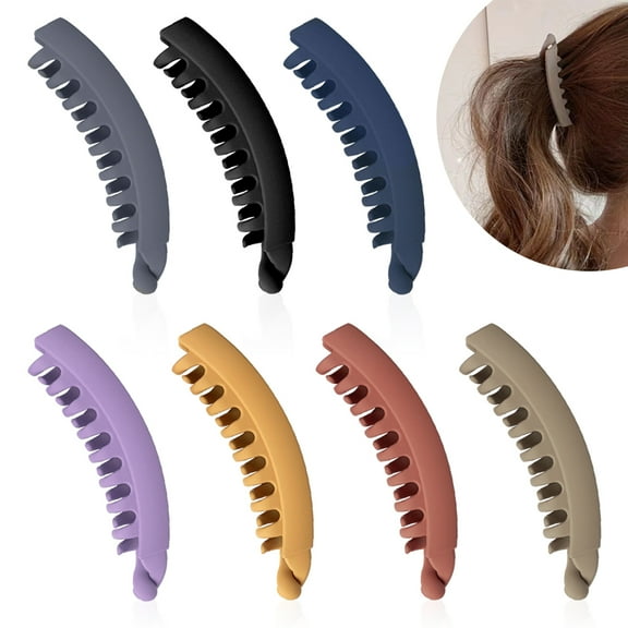 7 Colors 5in Matte Non Slip Banana Hair Clip, Banana Hair Comb, Ponytail Holder Banana Clip, Clincher Comb, Banana Claw Grip for Girls and Women