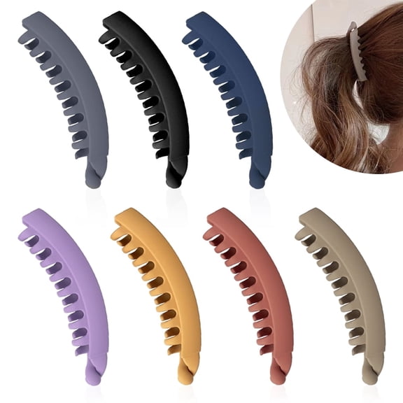 7 Colors 5in Matte Non Slip Banana Hair Clip, Banana Hair Comb, Ponytail Holder Banana Clip, Clincher Comb, Banana Claw Grip for Girls and Women