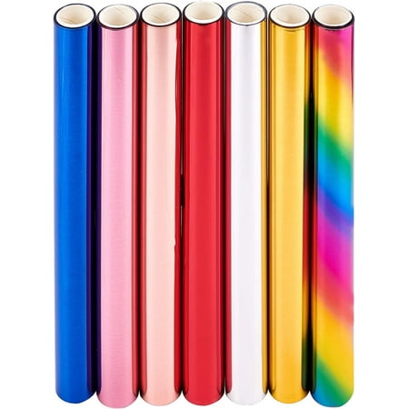 7 Colors 5m/Roll Reactive Foil Toner Transfer Foil Paper 19.5cm Wide Gold Glimmer Foil Paper Rolls for Laser Printer+Laminator Metallic DIY Embossing Scrapbooking Craft Card Colorful