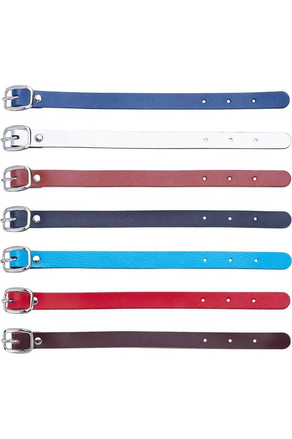 7 Colors 8 Inch Cowhide Leather Stirrup Straps Genuine Luggage Strap Luggage Tags Adjustable Length Replacement Belts with Metal Buckle Watch Band Strap for Card Pass Holder Travel Storage