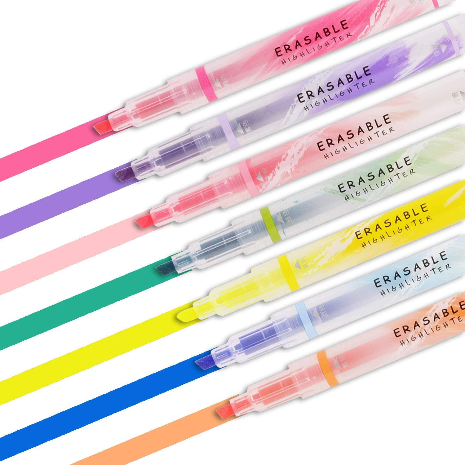 ONAVIA 7 Colors Erasable Highlighters, Double Head Smooth Writing