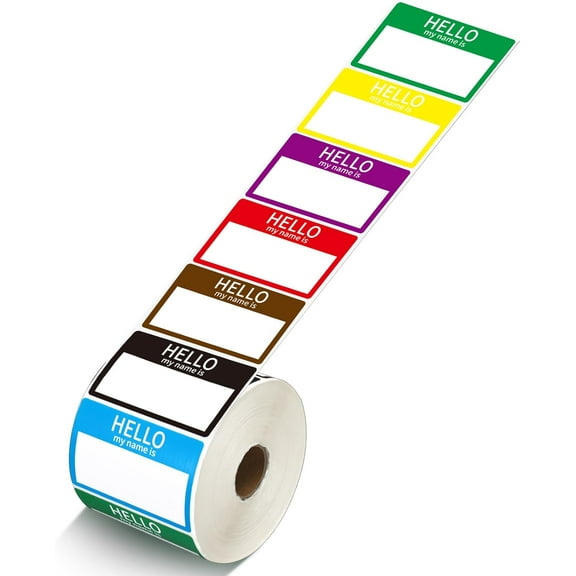 7 Colors (Hello My Name is) Name Tags Stickers 1000 Labels for Office, Meeting, School, Teachers and Mailing
