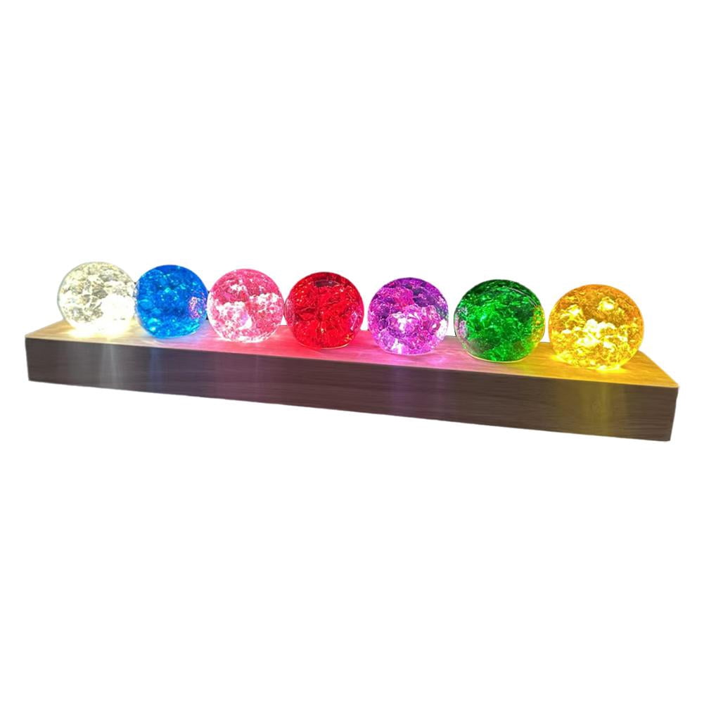 7 Colors Ice Cracked Balls Crystal Chakra Balls Without LED Wooden Base Small Night Light for Home Living Room Decor
