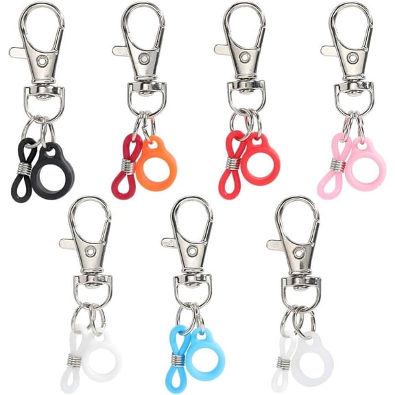 7 Colors Silicone Pen Holder Clip Colorful Iron Swivel Lobster Claw Clasp Lightweight Badge Reel Pocket Rubber Ring