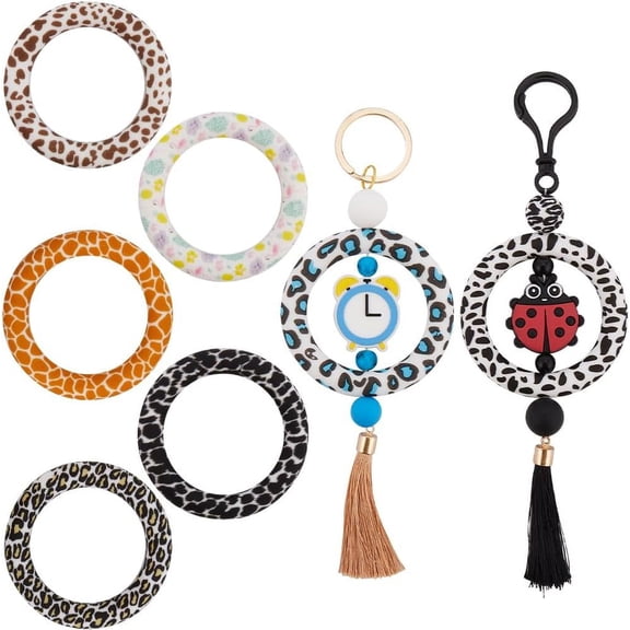 7 Colors Silicone Ring Beads Silicone Beading Ring 65mm Round Silicone Loop Beadable Focal Frames Silicone Beadable Rings Silicone O Rings for Jewelry Making DIY Keychain Bracelet Necklace DIY