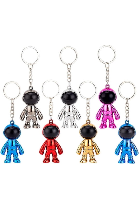 7 Colors Space Astronaut Keychain Spaceman Key Chain Space Key Ring Backpack Charms Spaceman Robot Keychain Creative Car Key Rings