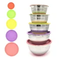 thumbnail image 1 of 7 Colors Stainless Steel Mixing Bowl with Lid Home Kitchen Egg Mixer Salad Bowls Non-slip Silicone Bottom Food Storage Bowl Set (18-20-22-24-26cm Set), 1 of 7