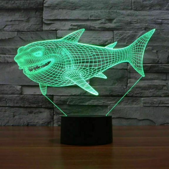 7 Colours Changing 3D Shark Night Light Optical Illusion Mood Lamp Nursery Home Light Party Decor Child Creative Toy Gift TAPDRA Spare Part